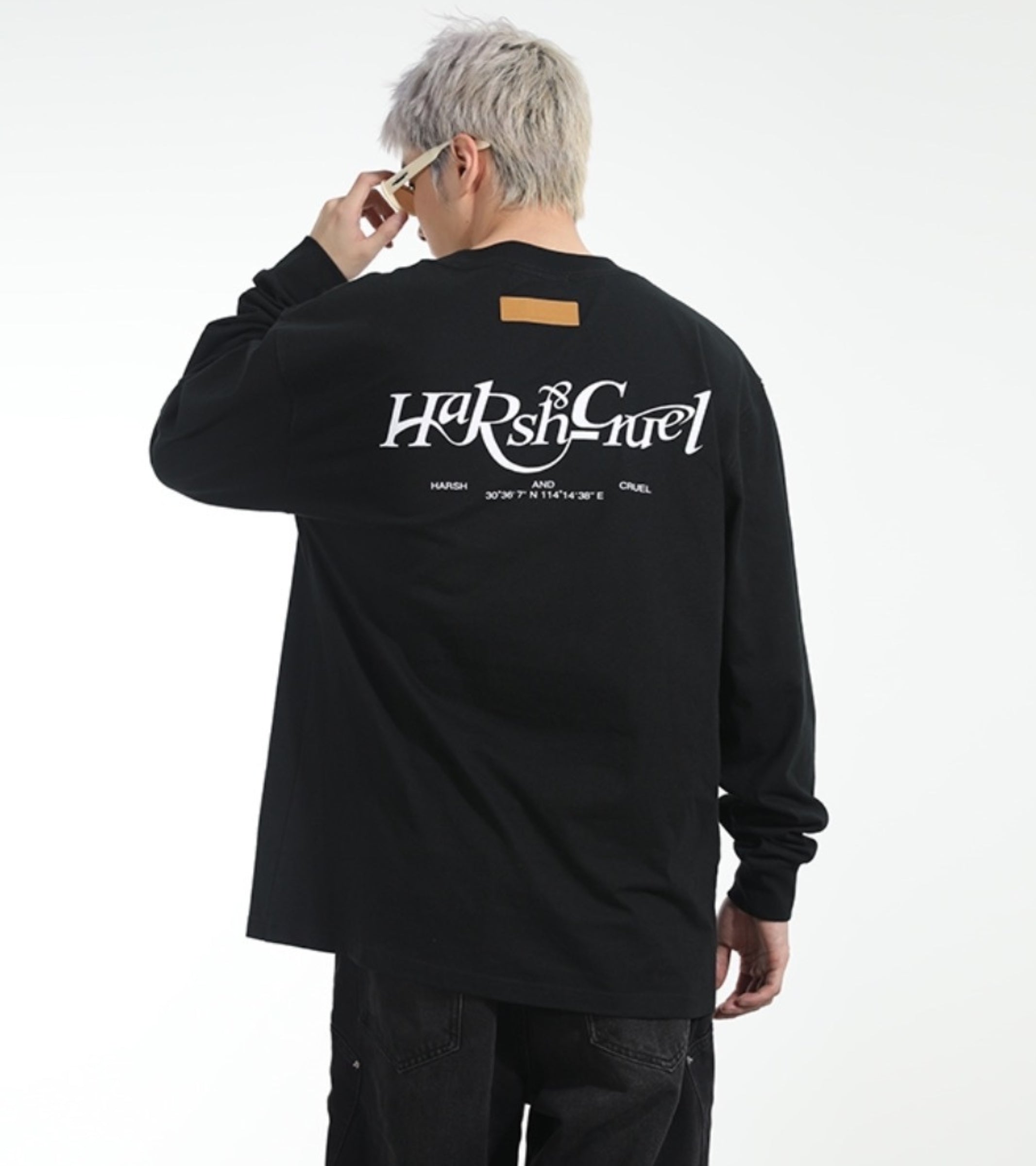 Harsh and Cruel Embroidered Logo Long Sleeve Black