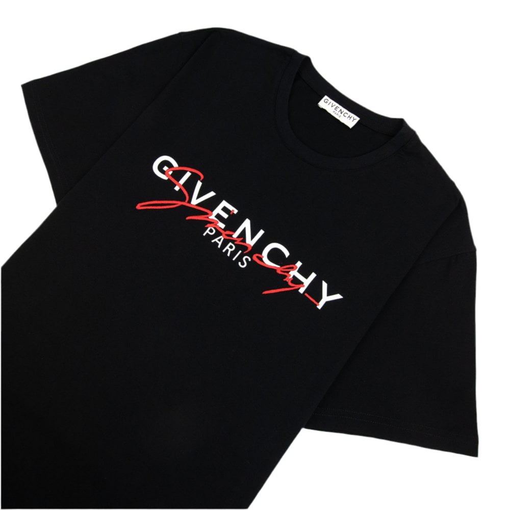 Givenchy Red Embroidery T-Shirt Black Regular Fit
