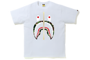 BAPE ABC Green Camo Gold Zip Shark Tee White
