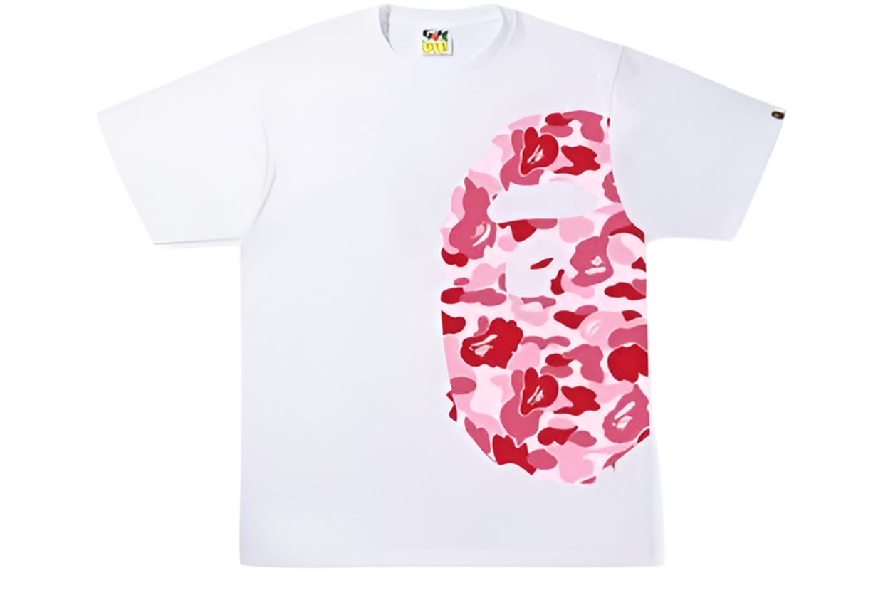 BAPE ABC Camo Single Color Side Big Ape Head Tee White Pink (SS22)