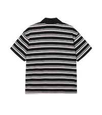 Matcha Story Stripe Polo-Shirt Black White