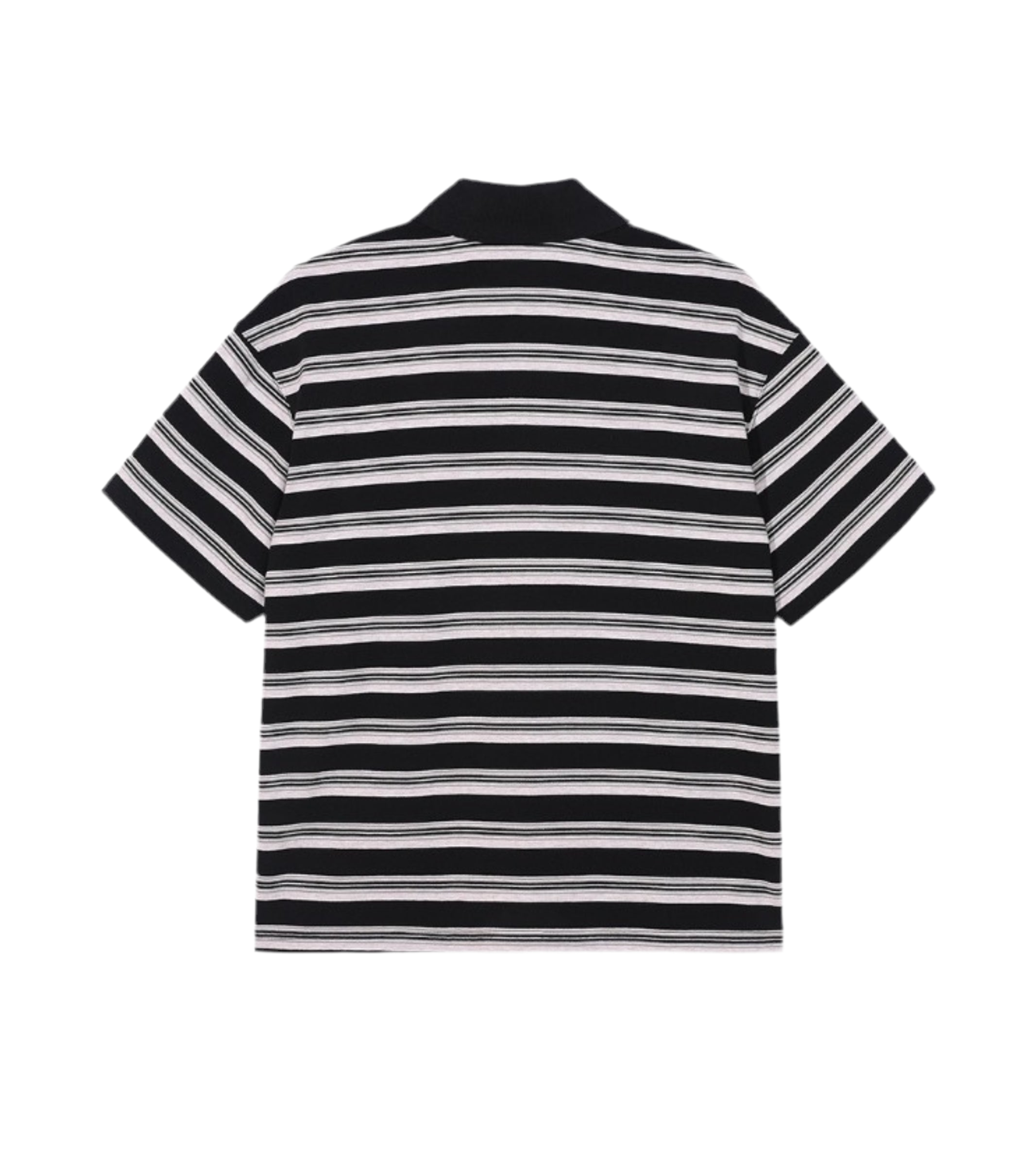 Matcha Story Stripe Polo-Shirt Black White