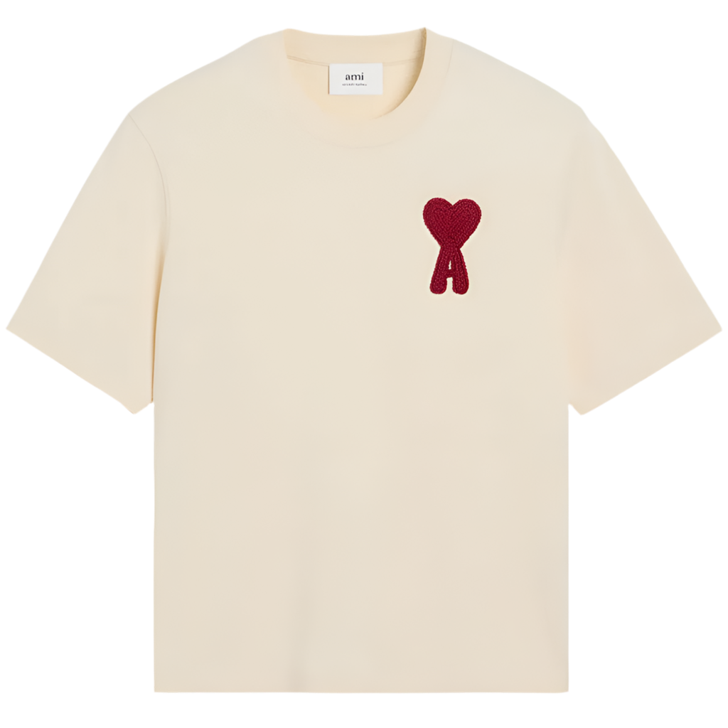 Ami Paris Ami De Coeur Patch T-Shirt Beige