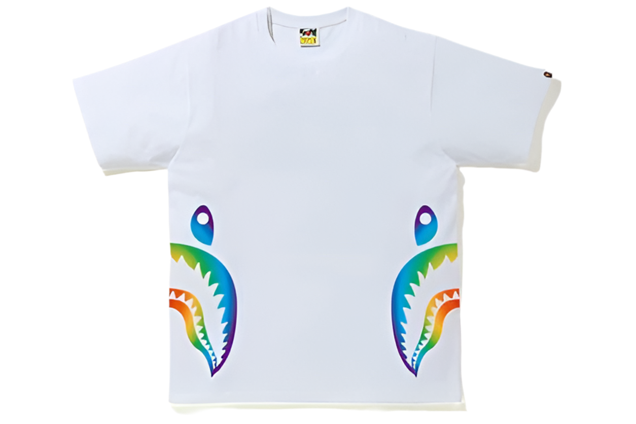 BAPE Rainbow Side Shark Tee White