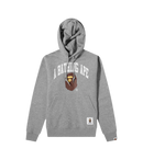 A Bathing Ape BAPE Pullover Hoodie Head Logo Printed Grey