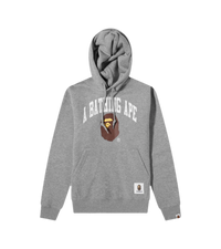 A Bathing Ape BAPE Pullover Hoodie Head Logo Printed Grey