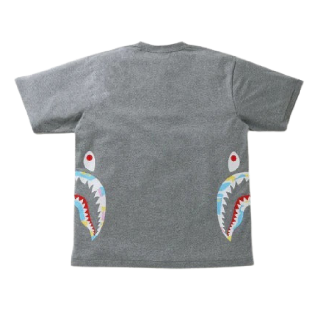 BAPE New Multi Camo Side Shark Relaxed Tee Grey