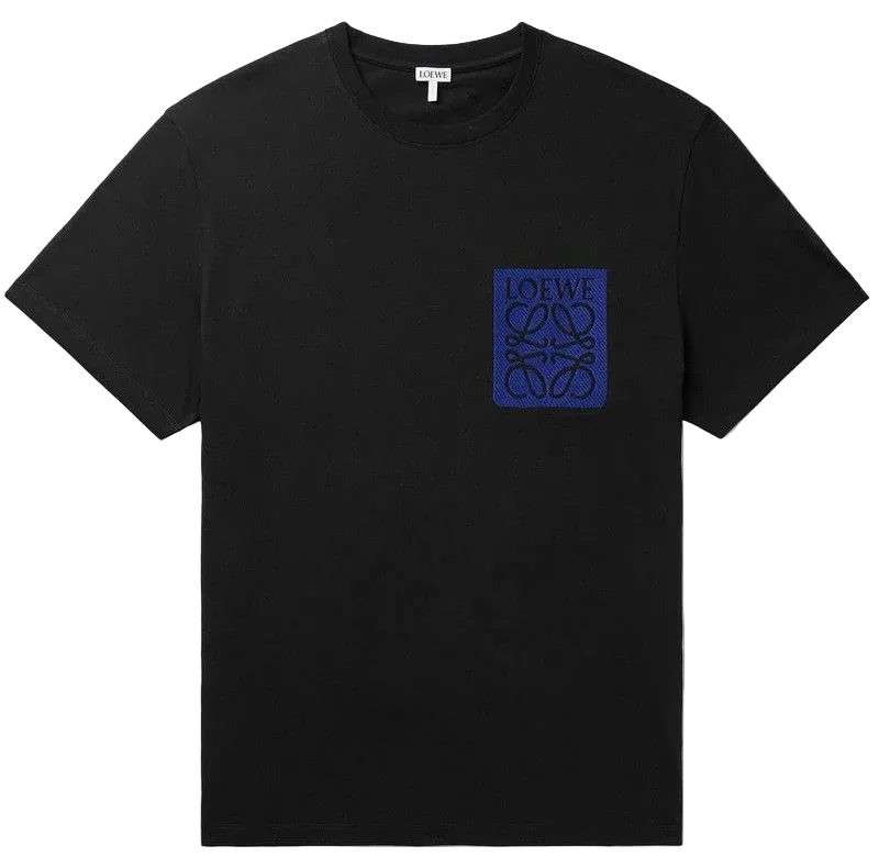 Loewe Blue Anagram on Black T-Shirt Relaxed Fit