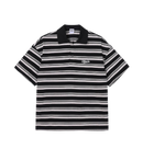 Matcha Story Stripe Polo-Shirt Black White