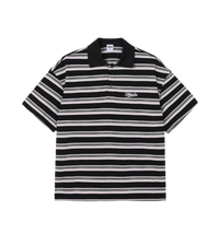 Matcha Story Stripe Polo-Shirt Black White