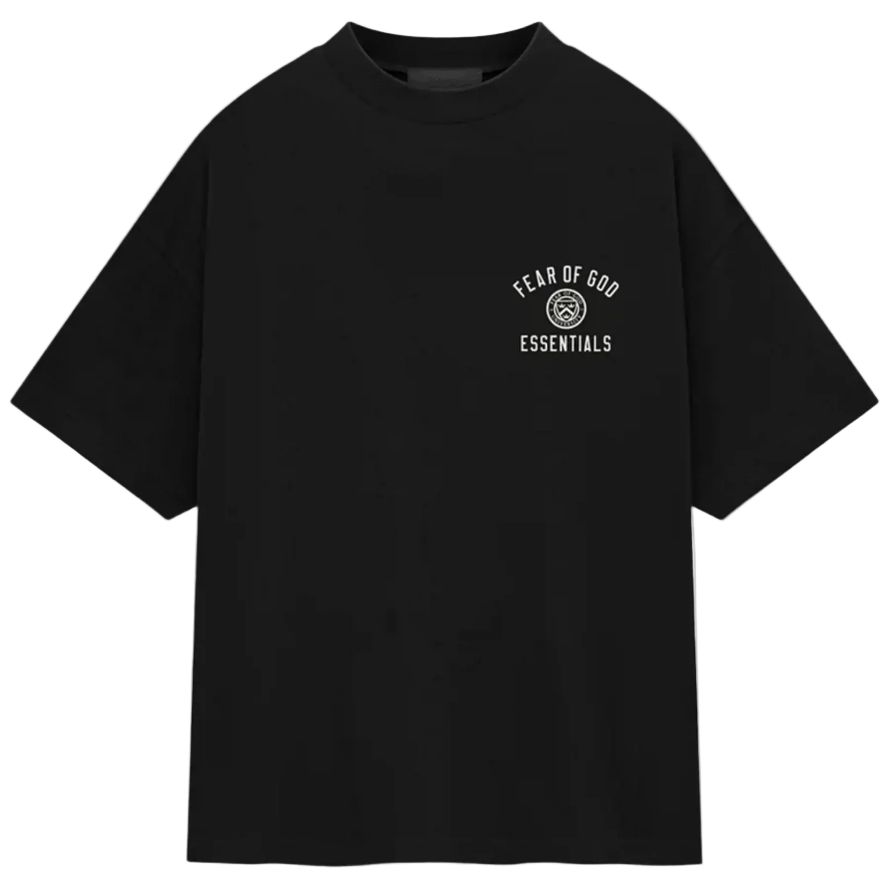 Fear of God Essentials Jersey Crewneck University Logo Tee Black (FW24)
