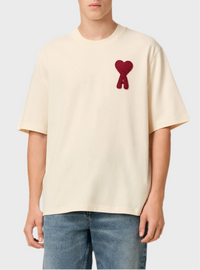 Ami Paris Ami De Coeur Patch T-Shirt Beige