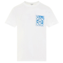 Loewe Anagram Blue Embroidered Logo on White T-Shirt