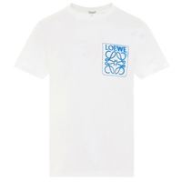 Loewe Anagram Blue Embroidered Logo on White T-Shirt